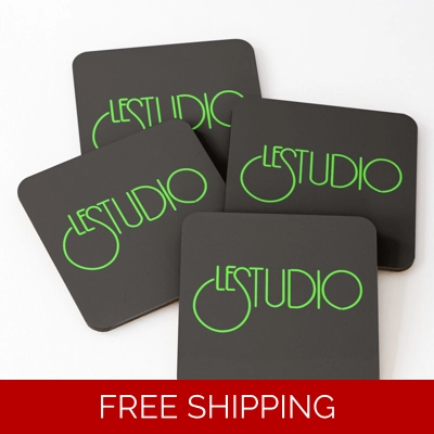 Coasters Black Lime Green logo (set of 4)